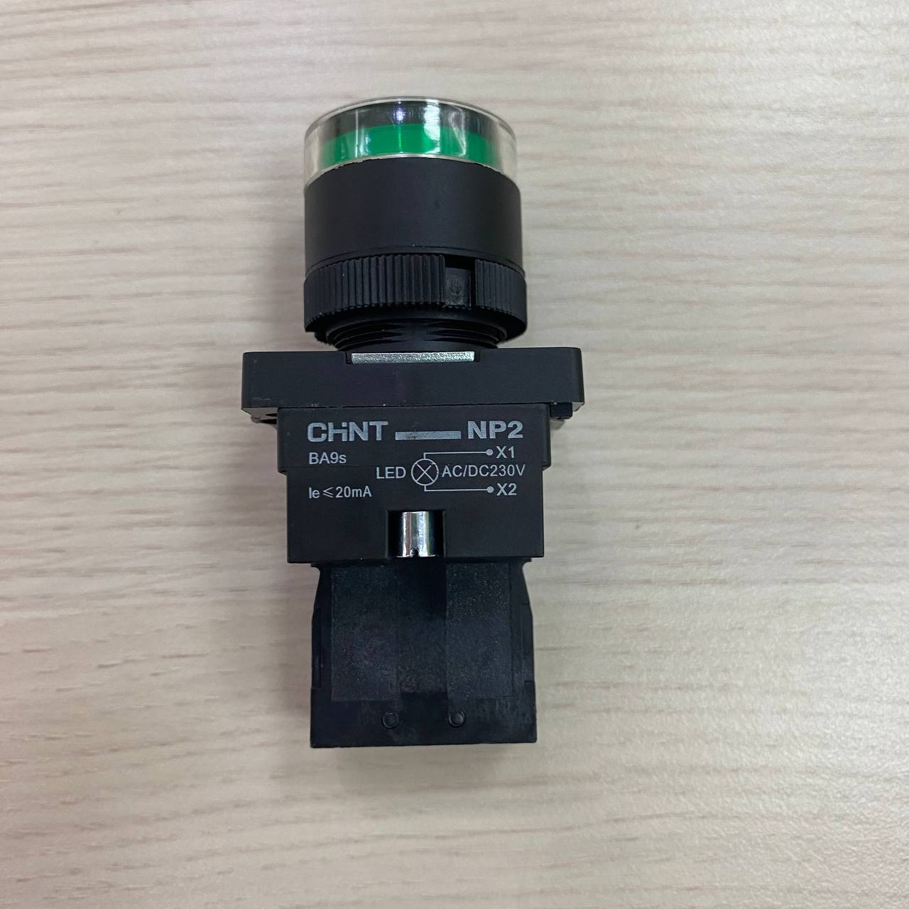 Nút nhấn có đèn Chint màu xanh lục NP2-EW3361 230V LED